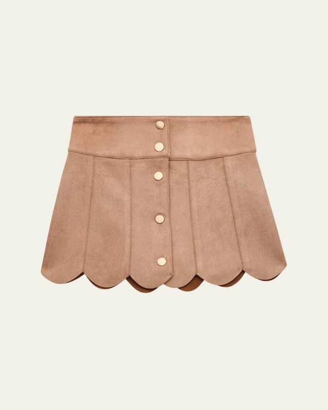 Girl's Tween Autumn Scalloped Mini Skirt, Size S-L